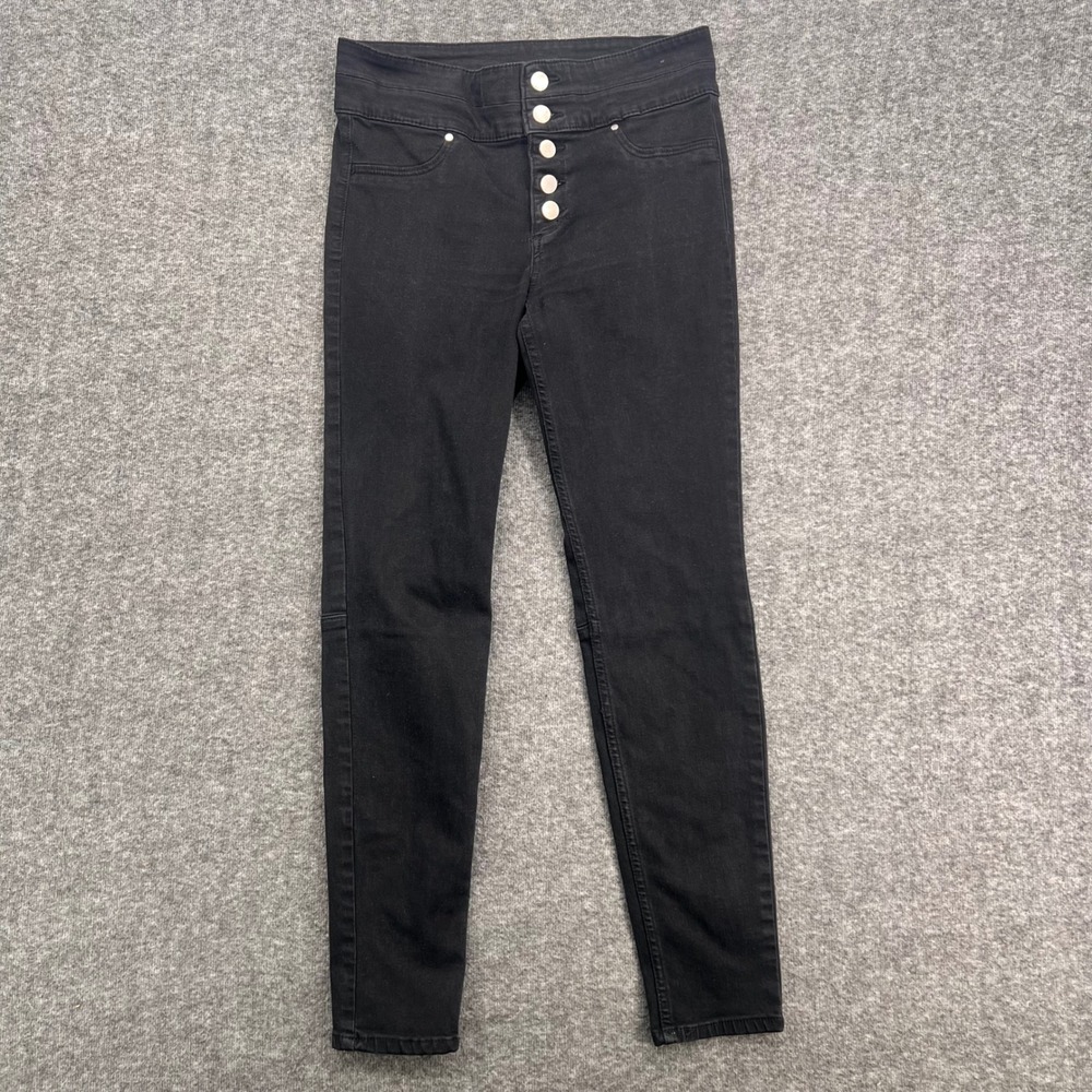 Abercrombie & Fitch Womens High Rise Super Skinny Jeans Black Button Fly 28S